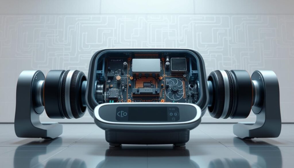 A highly detailed, technical diagram of the "Oligio X 原美電波" device by Glowin Beaute, capturing its inner workings with precision. The foreground showcases the device's sleek, minimalist design, highlighting its advanced controls and interface. The middle ground reveals the sophisticated circuitry and components that power the device, including the electromagnetic wave generators and signal modulators. The background provides a clean, scientific context, with grid-like patterns and technical schematics, conveying the device's advanced technology. The lighting is crisp and evenly distributed, creating a sense of clarity and professionalism. The overall mood is one of technical sophistication and high-end engineering, befitting the premium Glowin Beaute brand. A highly detailed, technical diagram of the "Oligio X 原美電波" device by Glowin Beaute, capturing its inner workings with precision. The foreground showcases the device's sleek, minimalist design, highlighting its advanced controls and interface. The middle ground reveals the sophisticated circuitry and components that power the device, including the electromagnetic wave generators and signal modulators. The background provides a clean, scientific context, with grid-like patterns and technical schematics, conveying the device's advanced technology. The lighting is crisp and evenly distributed, creating a sense of clarity and professionalism. The overall mood is one of technical sophistication and high-end engineering, befitting the premium Glowin Beaute brand.