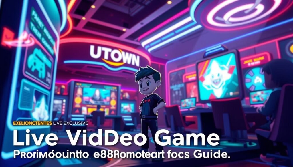 A vibrant digital illustration showcasing the "UTown" entertainment center's exclusive live video game promotions. The scene depicts a sleek, modern gaming interface with a stylized character in the foreground, surrounded by dynamic UI elements and an immersive 3D environment. The lighting is crisp and directional, creating depth and highlighting the key details. The overall mood is one of excitement and engagement, inviting the viewer to explore the offered gaming perks and privileges. The composition is balanced and visually compelling, making it an ideal visual aid for the article's "Live Video Game Promotion Guide" section. A vibrant digital illustration showcasing the "UTown" entertainment center's exclusive live video game promotions. The scene depicts a sleek, modern gaming interface with a stylized character in the foreground, surrounded by dynamic UI elements and an immersive 3D environment. The lighting is crisp and directional, creating depth and highlighting the key details. The overall mood is one of excitement and engagement, inviting the viewer to explore the offered gaming perks and privileges. The composition is balanced and visually compelling, making it an ideal visual aid for the article's "Live Video Game Promotion Guide" section.