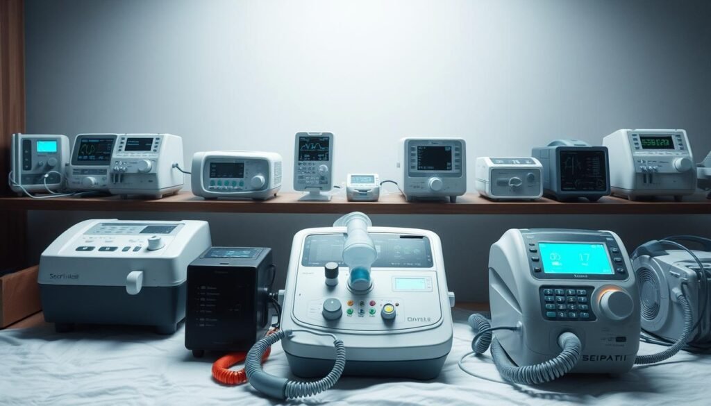 生成一張圖片，展示不同類型的睡眠呼吸機