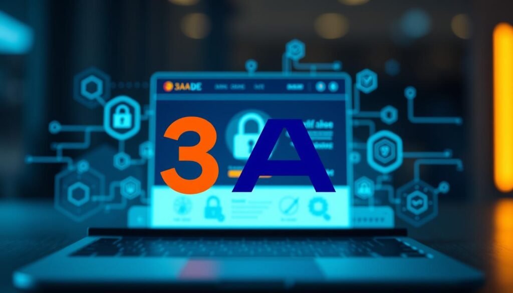 A sleek and modern digital interface showcasing the brand name "3A" prominently, surrounded by elements representing online security and authenticity. In the foreground, a clear, recognizable logo of "3A" in bold, vibrant colors. The middle ground features a stylized visual of a secure website layout, with various official icons such as a padlock and checkmarks, symbolizing verification and trust. The background includes abstract shapes of digital circuitry, hinting at technology and connectivity. Soft, ambient lighting creates a professional and inviting atmosphere, with a slight focus blur effect to emphasize the foreground elements. The overall mood is one of reliability and safety, reflecting the essence of official online platforms.